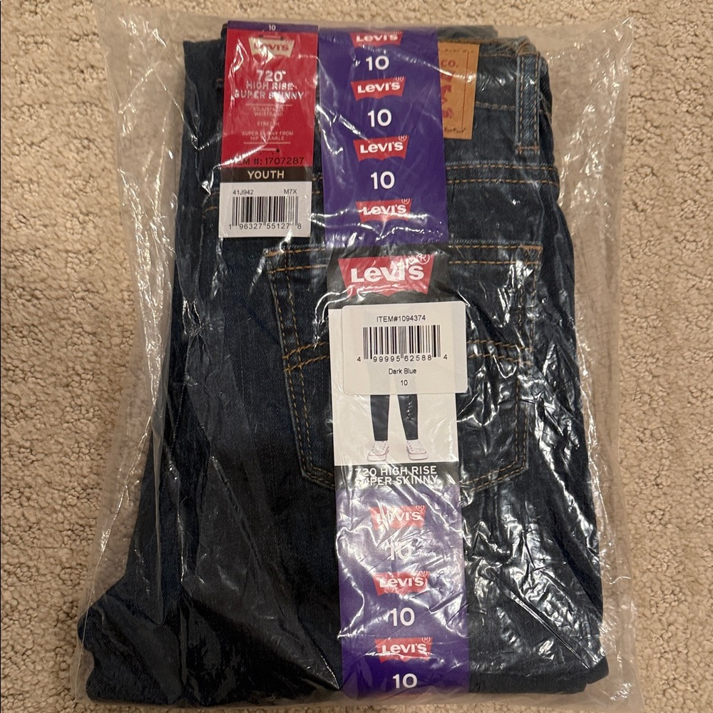 Levi's Kids Deep Indigo Skinny Jeans Size 10 NWT